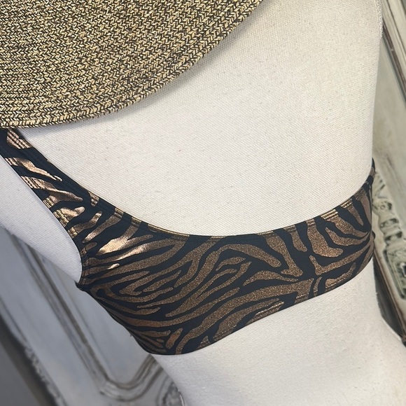 Forever 21 Black and Bronze  Zebra Print Two Piece Bikini Set - Picture 9 of 12